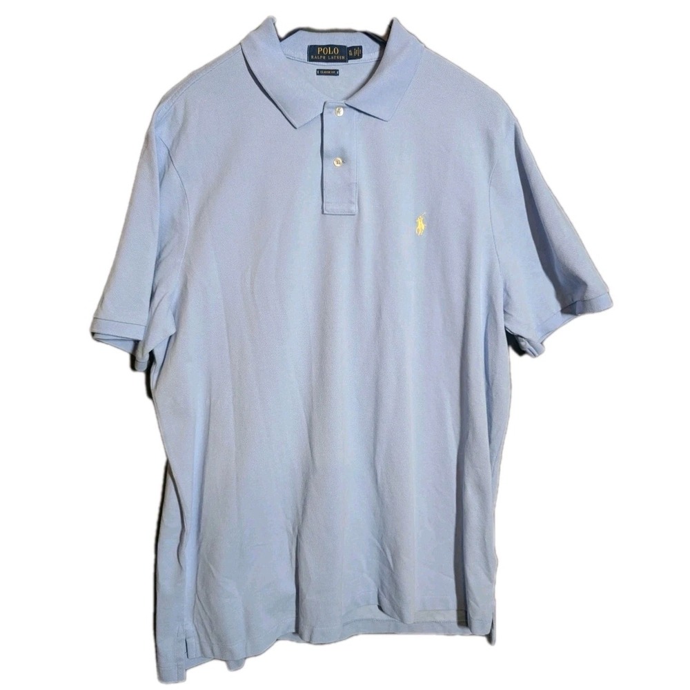 Polo Ralph Lauren Light Blue Polo Shirt XL Classic Fit Yellow Pony Preppy‎ Style